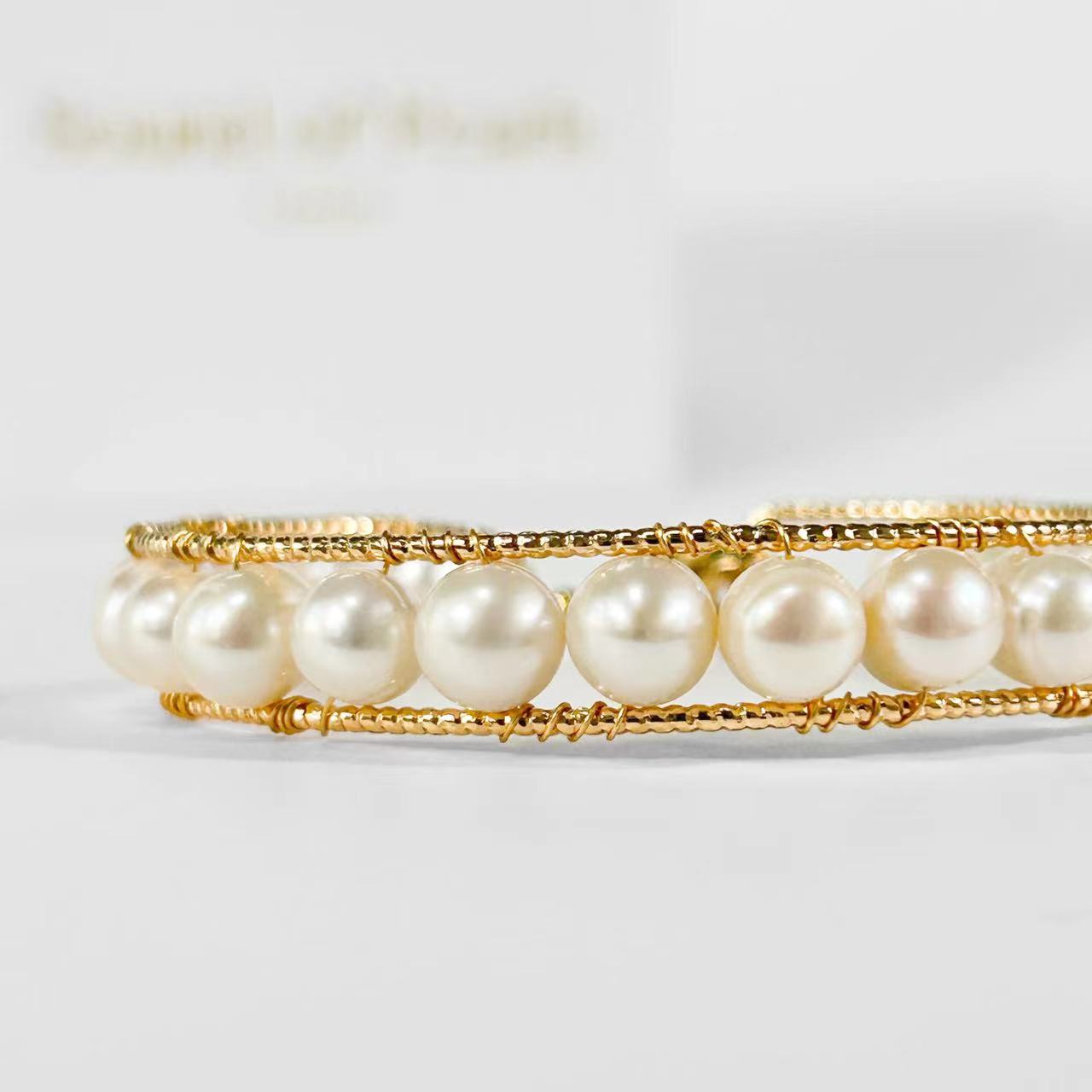 Genuine Freshwater Pearl Golden Divine Halo Bracelet