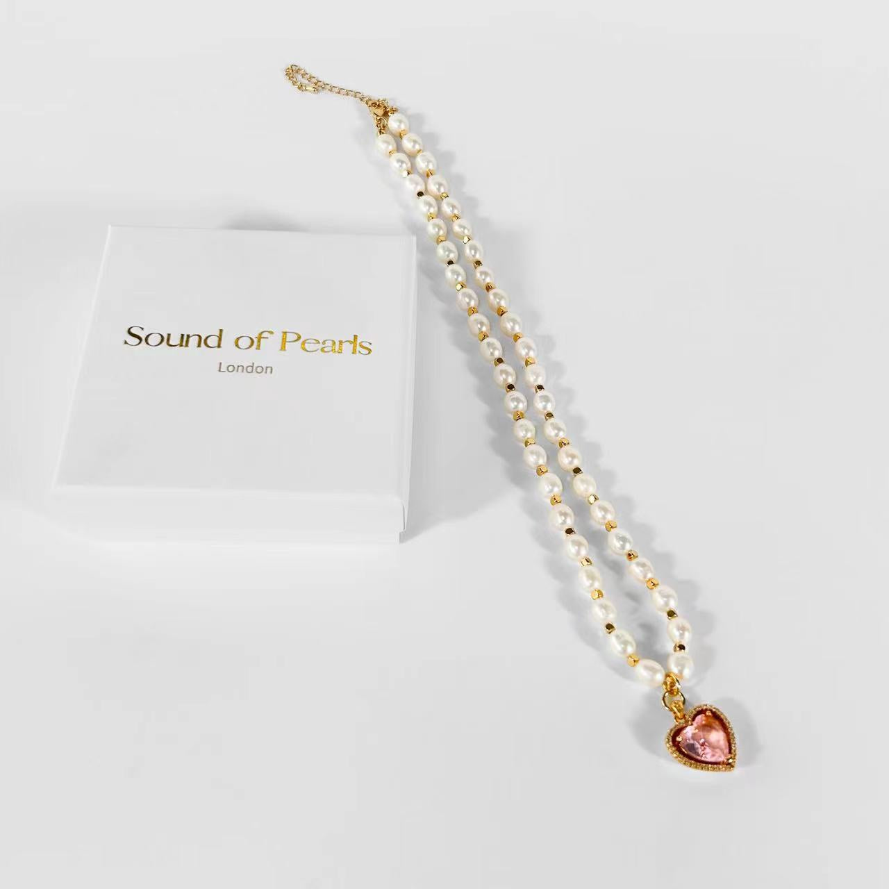 Genuine Freshwater Pearl Rainbow Heart Necklace