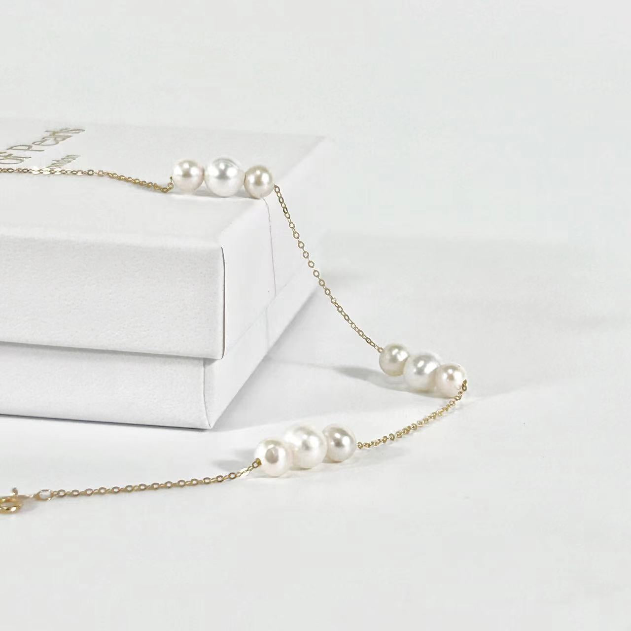 Solid 18K Gold Genuine Freshwater Ocean Princess Bracelet