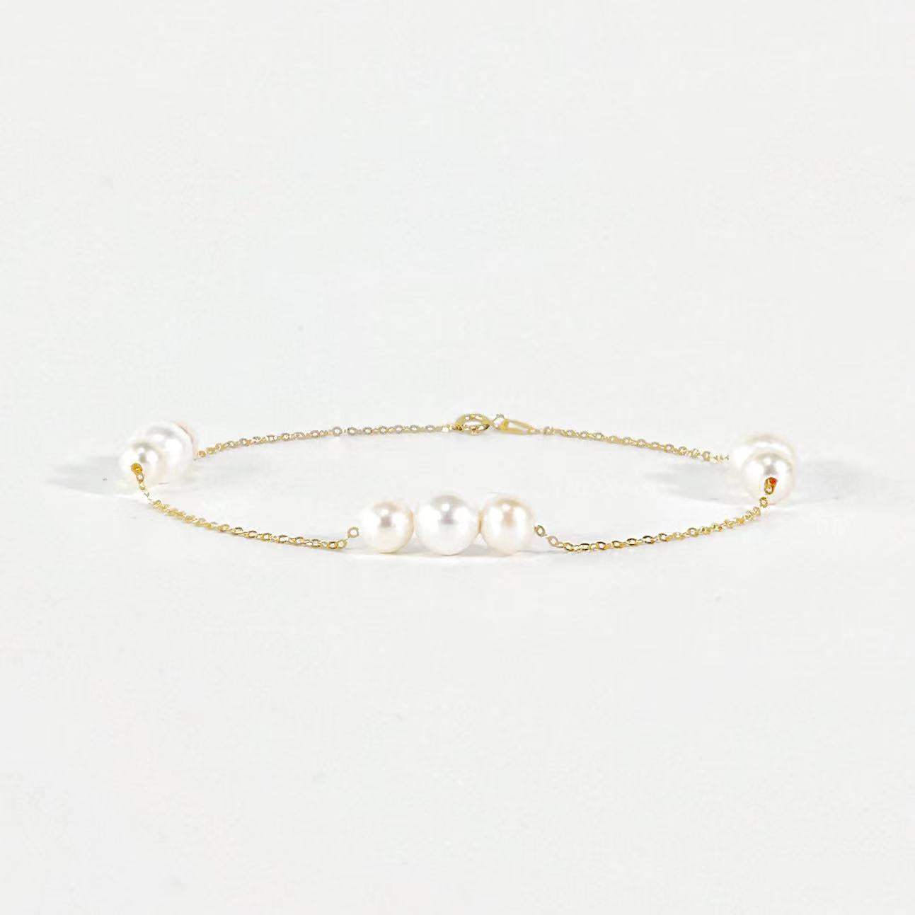 Solid 18K Gold Genuine Freshwater Ocean Princess Bracelet