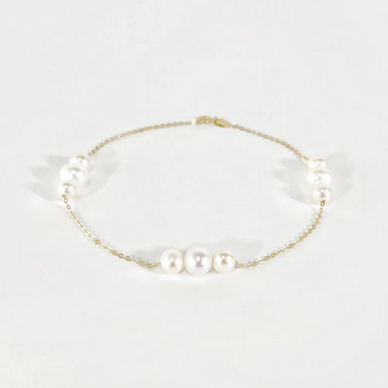 Solid 18K Gold Genuine Freshwater Ocean Princess Bracelet