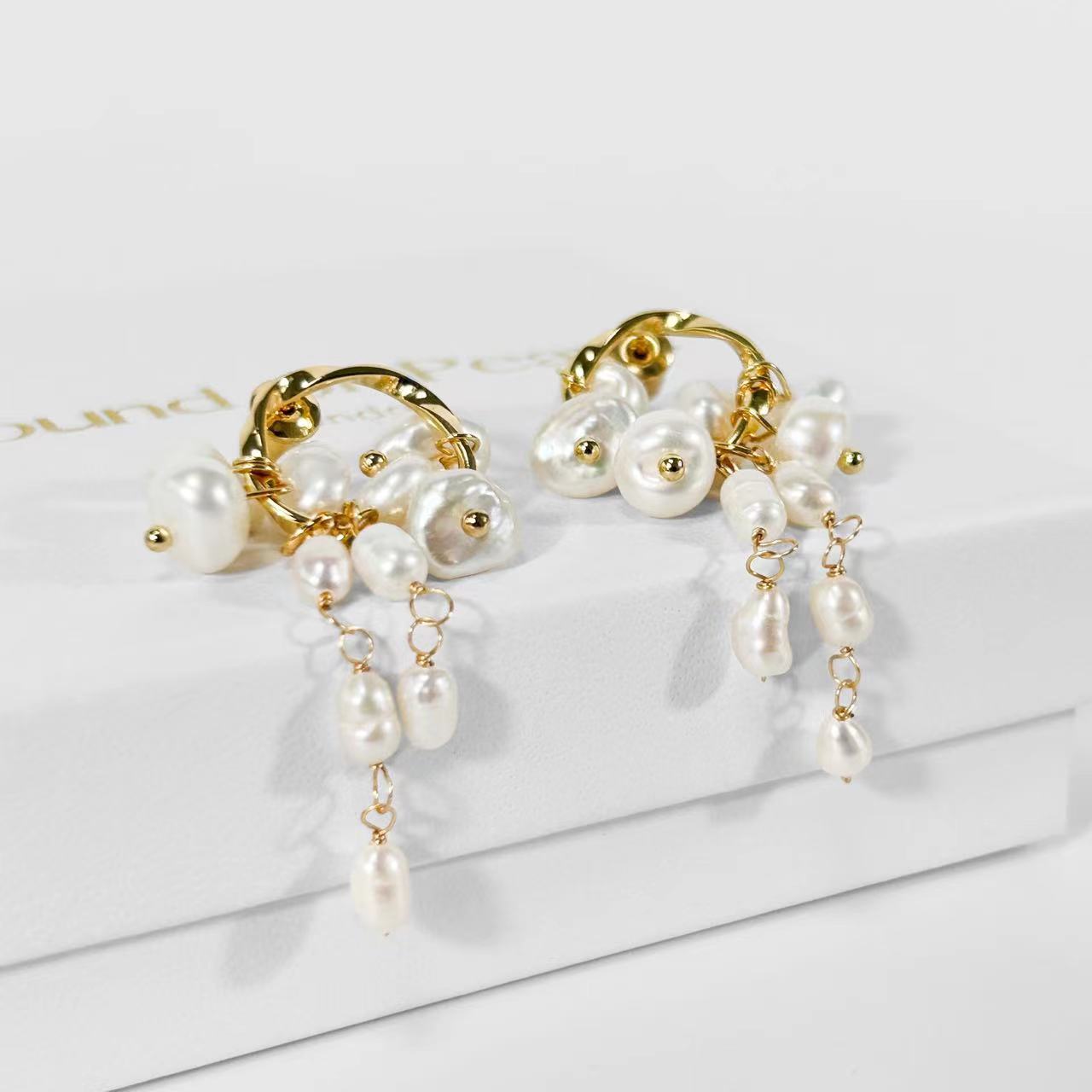 Genuine Freshwater Baroque Pearl Orchid Earrings (Limited Edition)