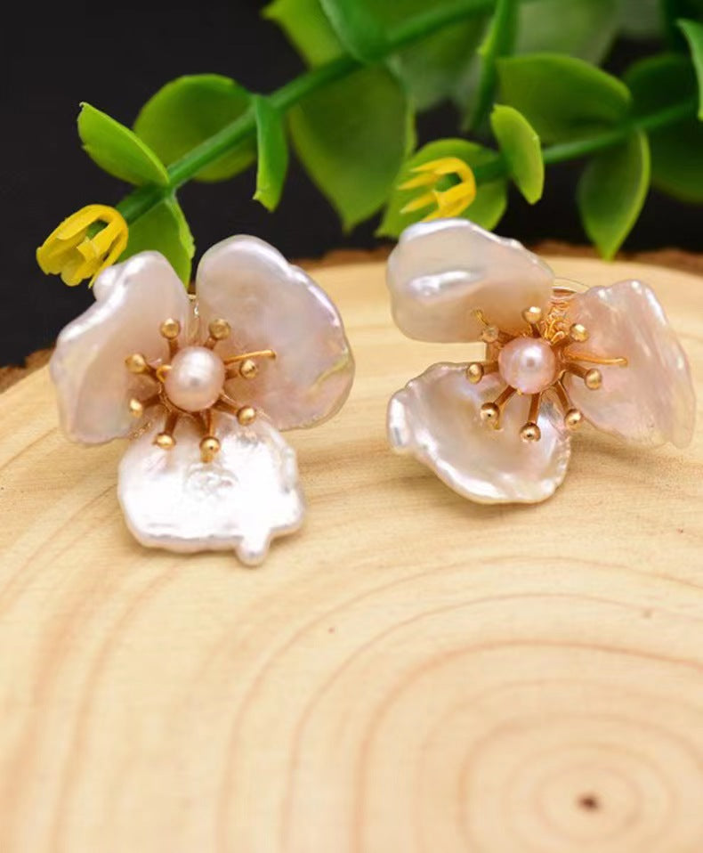 Genuine Freshwater Pearl Floral Element Earrings