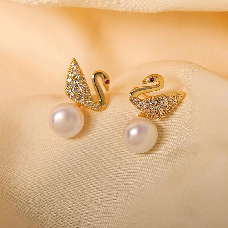 Genuine Freshwater Pearl Swan Earrings