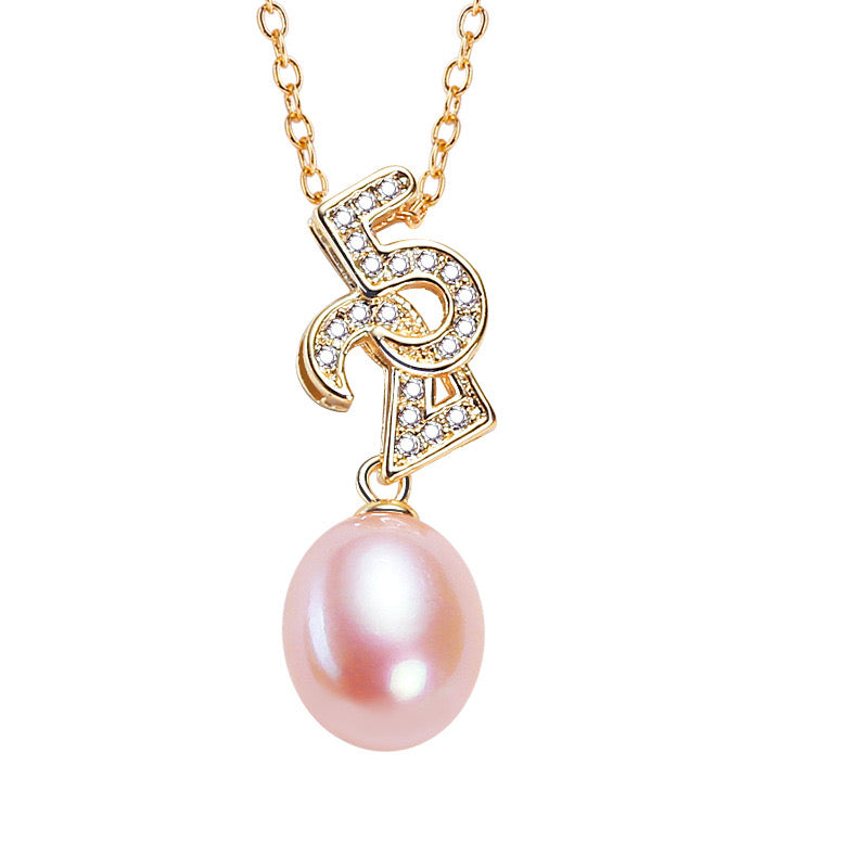 Brass Plated with 18K Gold Genuine Freshwater Pearl No.25 Necklace