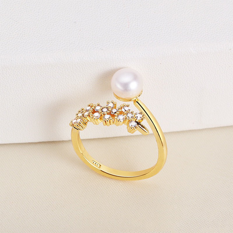 Brass Plated with 18K Gold Genuine Freshwater Pearl Tammy Ring