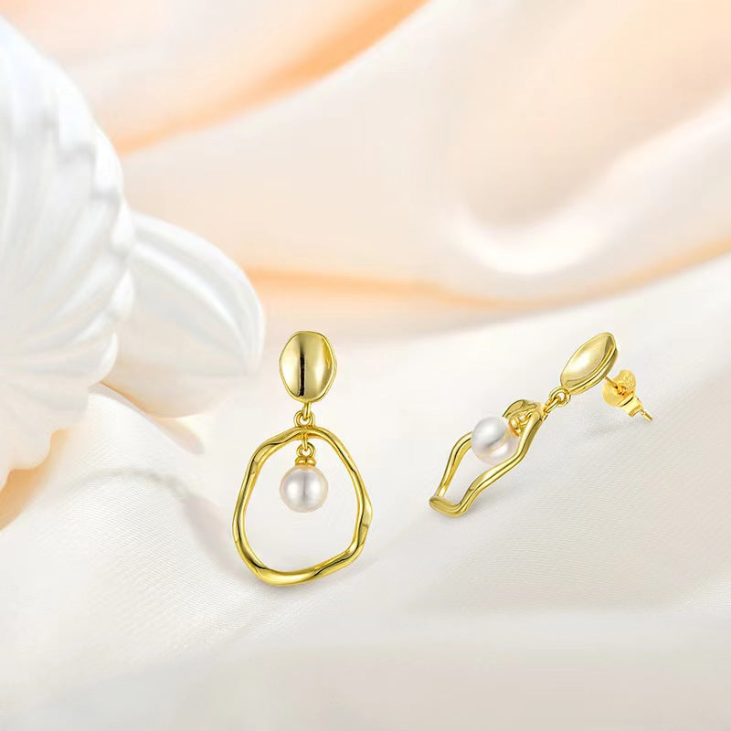 Genuine Freshwater Pearl Gold Element Earrings