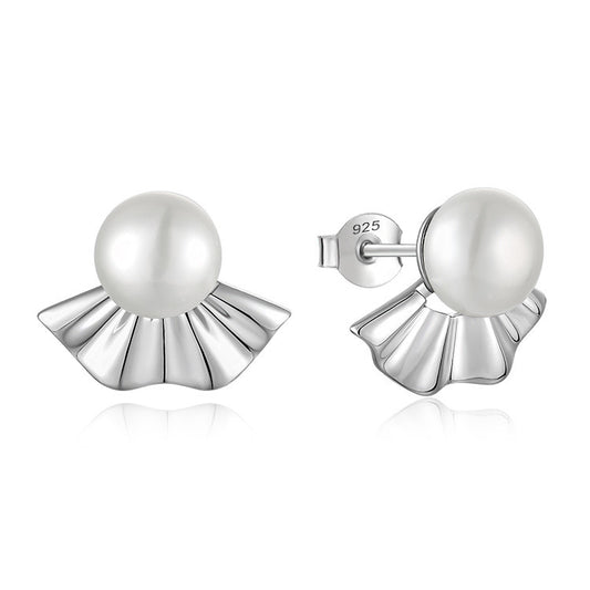 Genuine Freshwater Pearl Japanese Fan Earrings