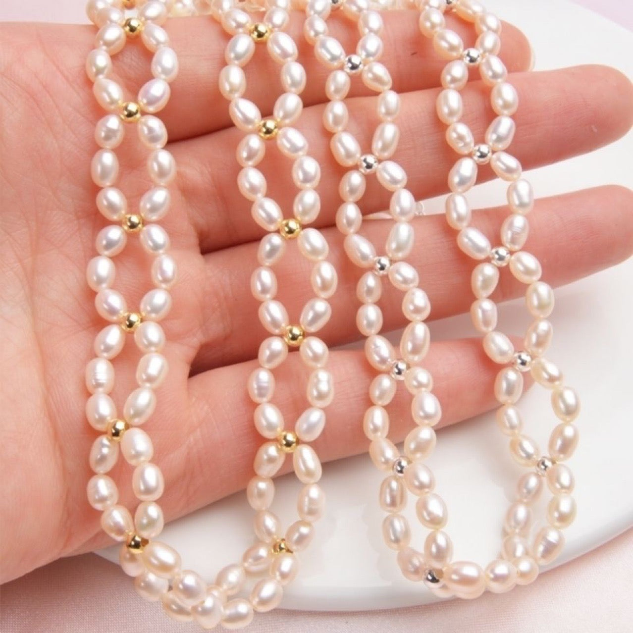 Electroplating 18K Gold Genuine Freshwater Pearl Pavla Set