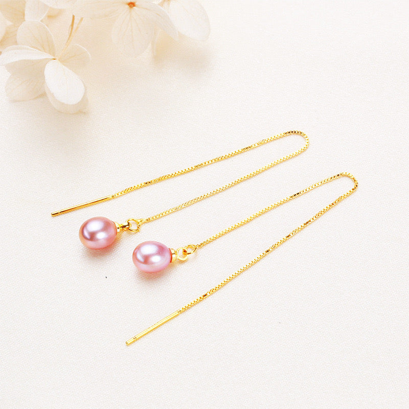 Brass Plated with 18K Gold Genuine Freshwater Pearl Judy Earrings