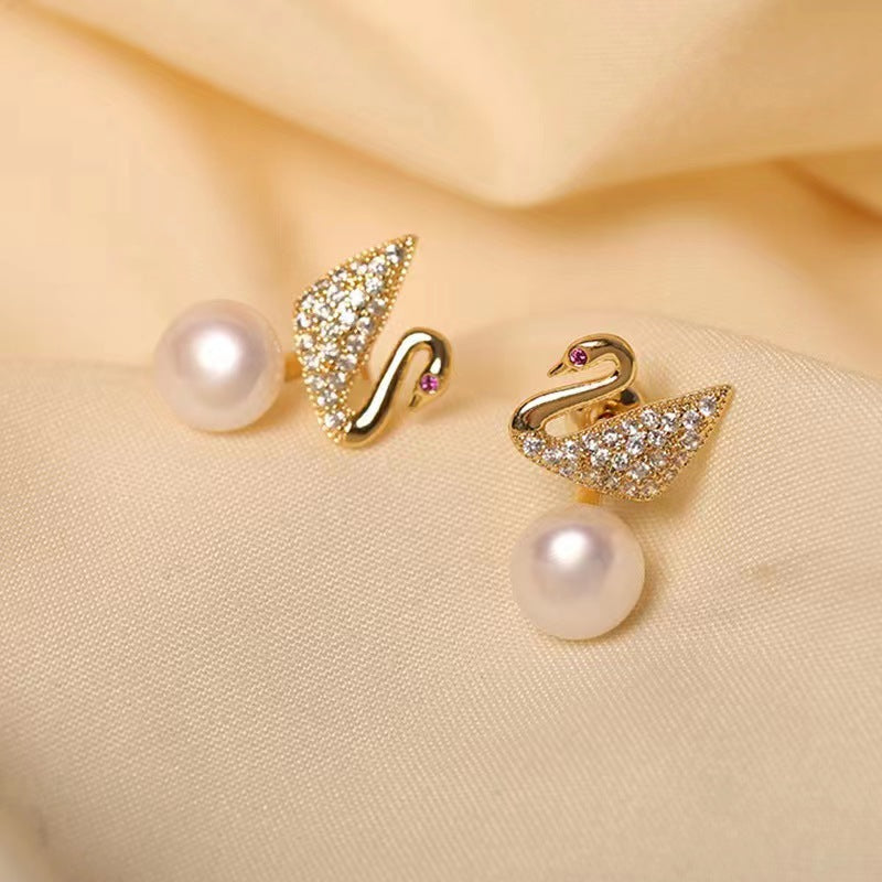 Genuine Freshwater Pearl Swan Earrings