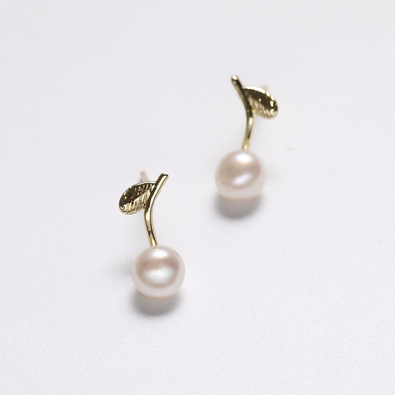 Genuine Freshwater Pearl Solid S925 Silver Sprouts Earrings