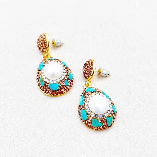 Genuine Natural Baroque Pearl & Lapis Lazuli Colosi Earrings