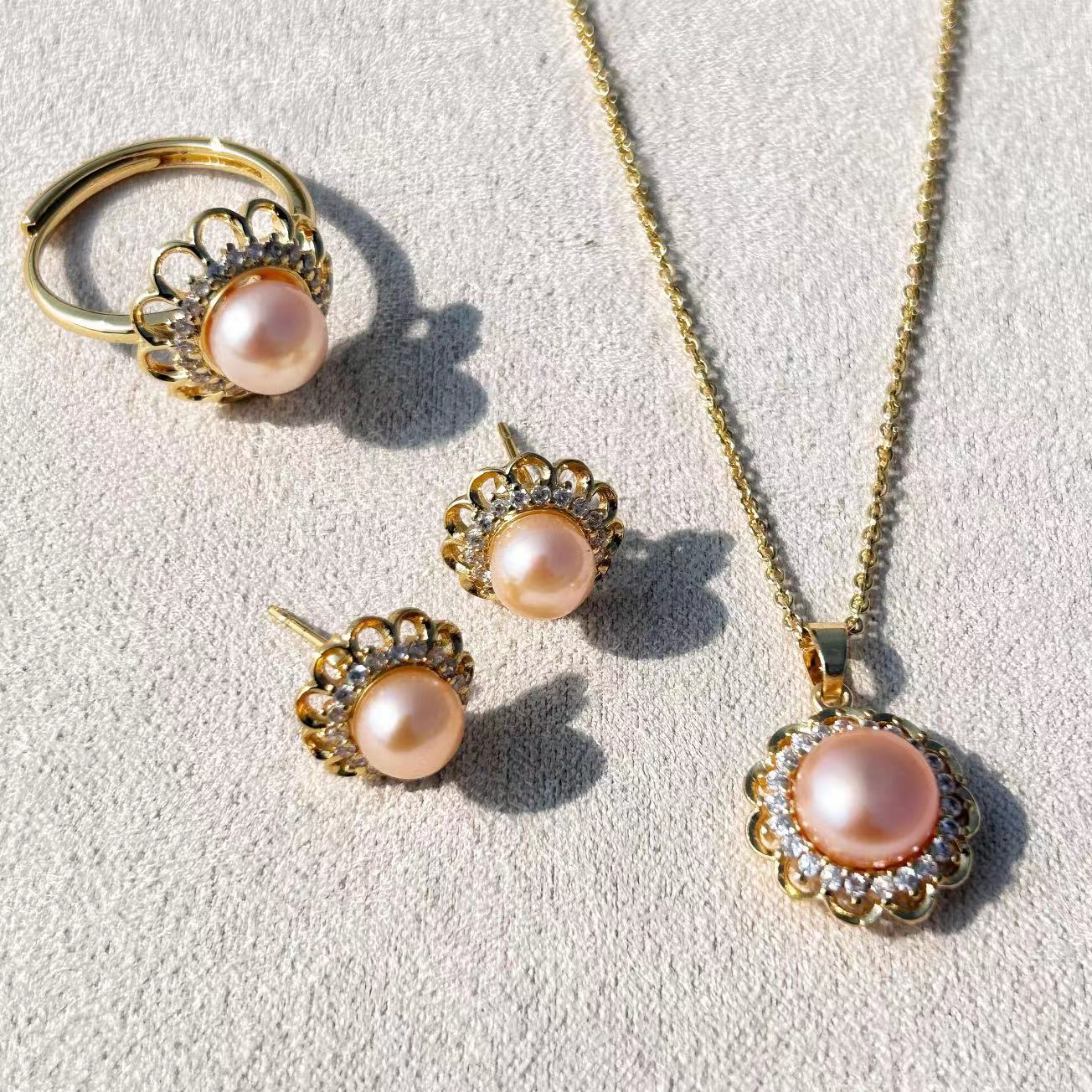 Genuine Freshwater Baroque Pearl Ocean Sunset Set