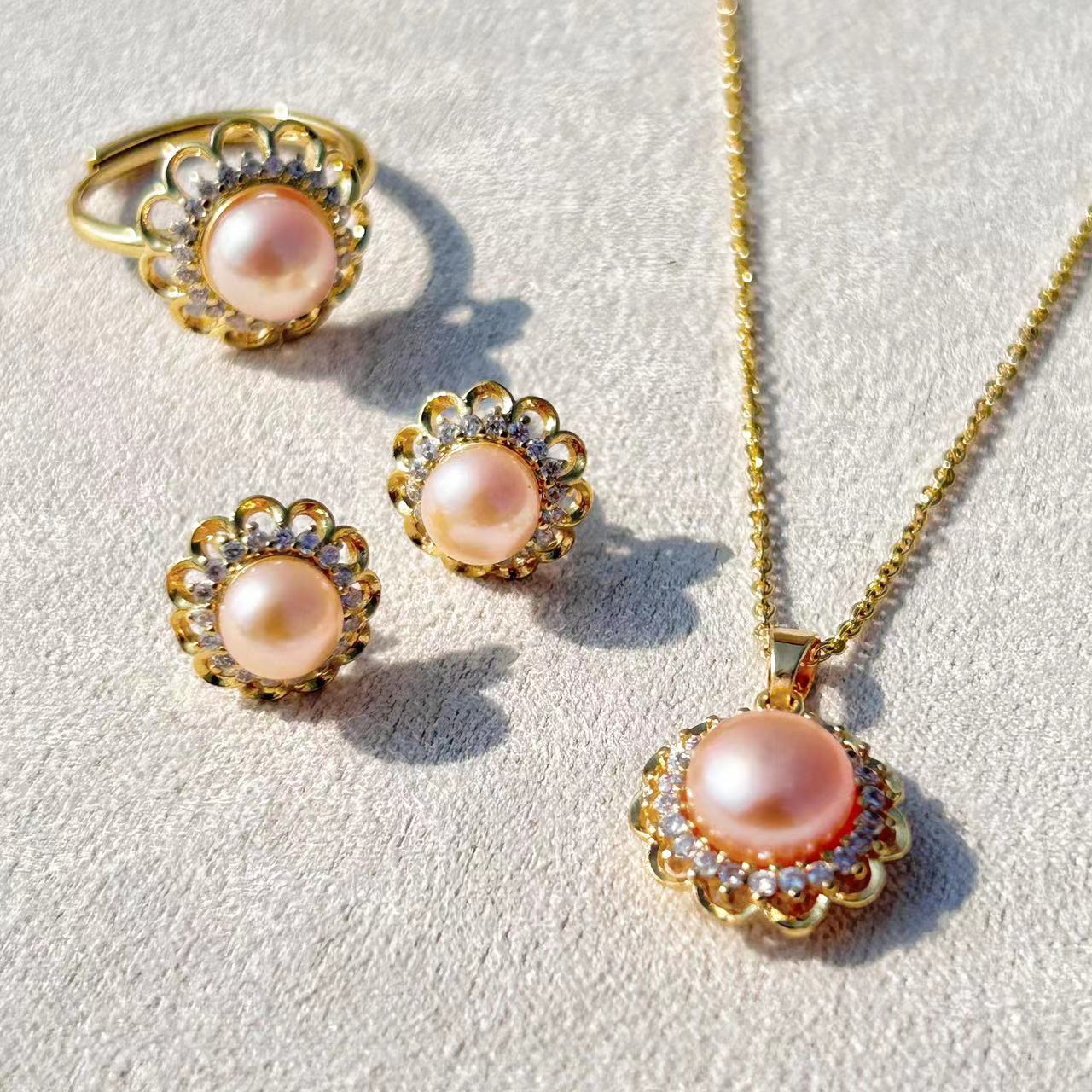 Genuine Freshwater Baroque Pearl Ocean Sunset Set