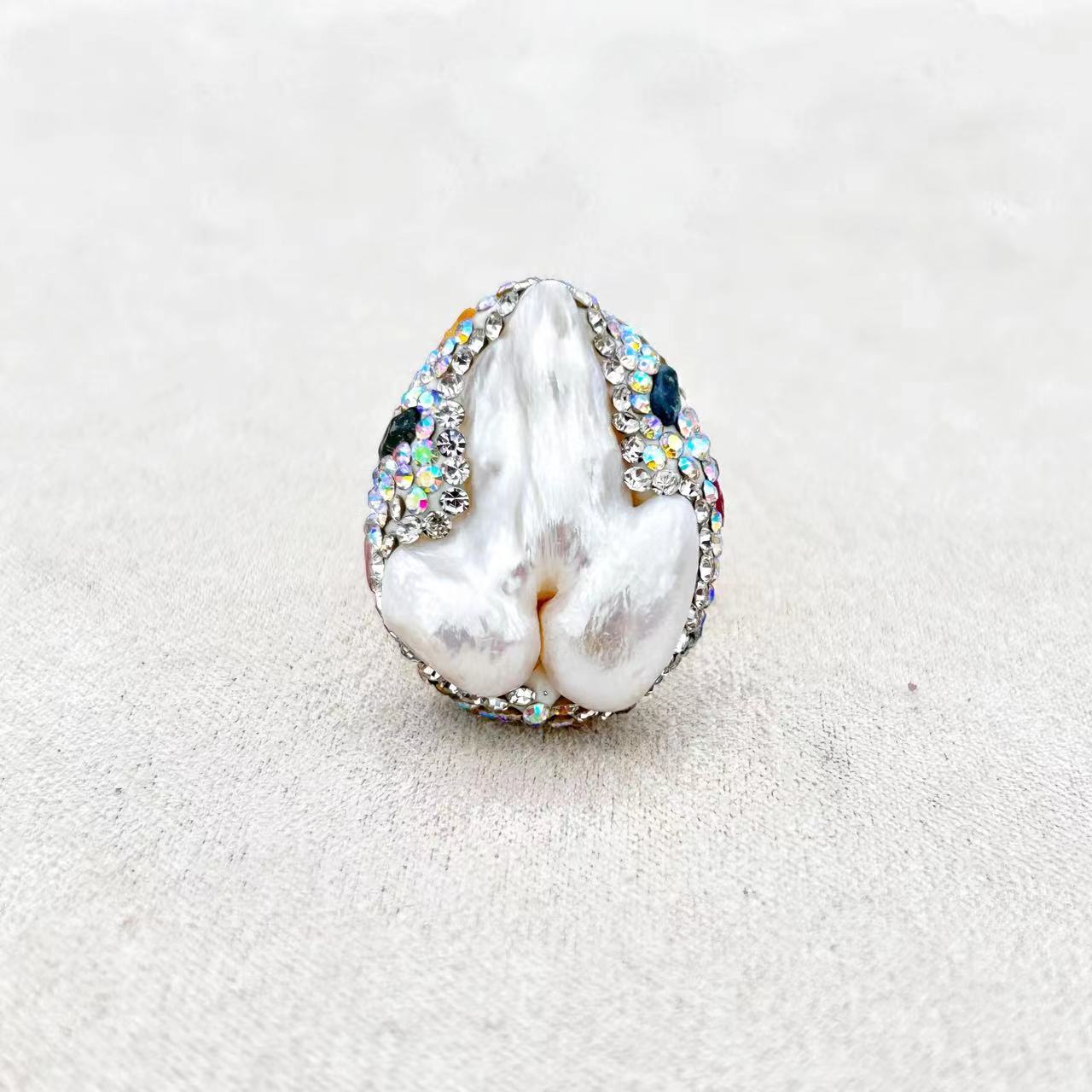 Genuine Natural Baroque Pearl & Mixed Crystal Lydos Ring