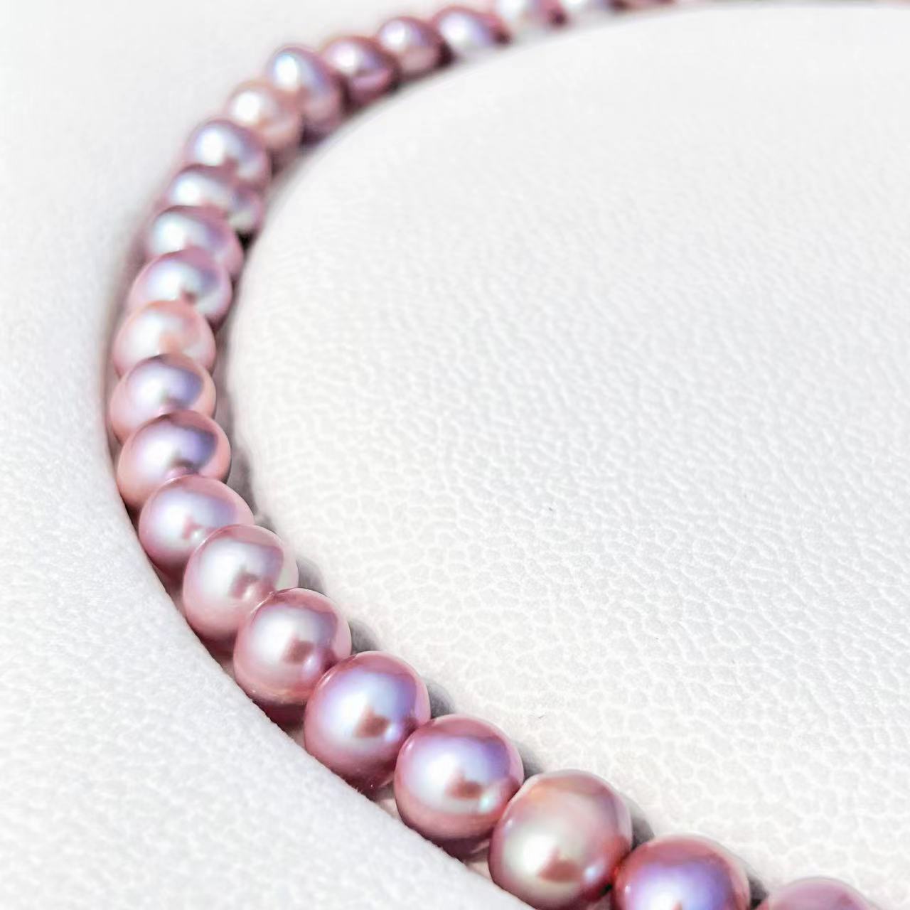 Genuine Freshwater Round Purple Pearl Solid S925 Silver Necklace Set