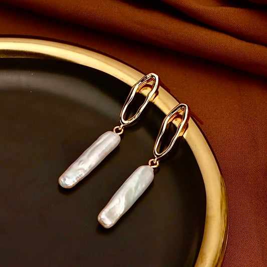 Genuine Freshwater Baroque Pearl Candle Earrings