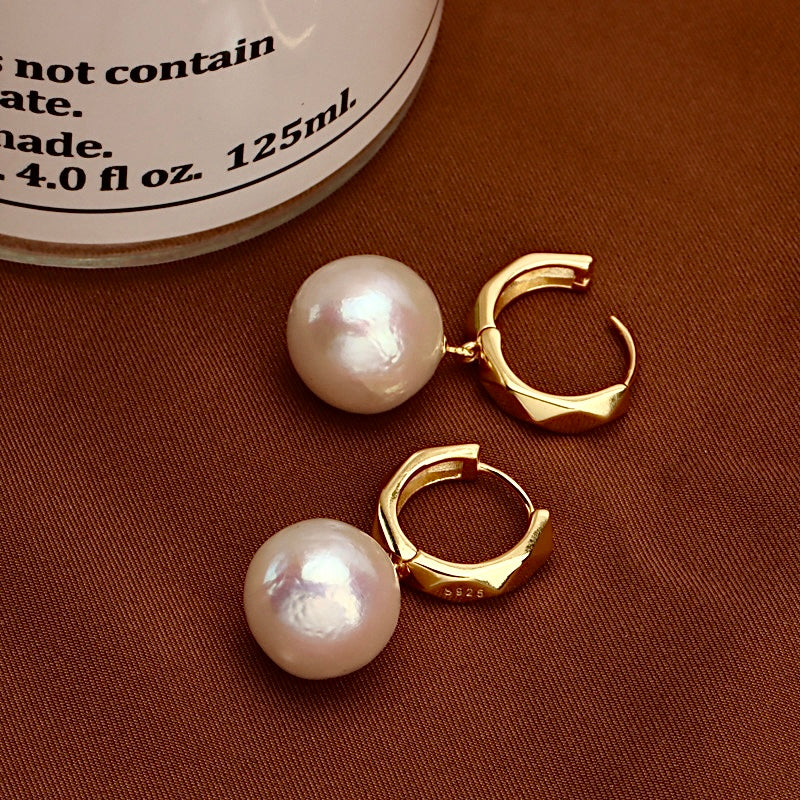 Genuine Freshwater Baroque Pearl Golden Halo Earrings