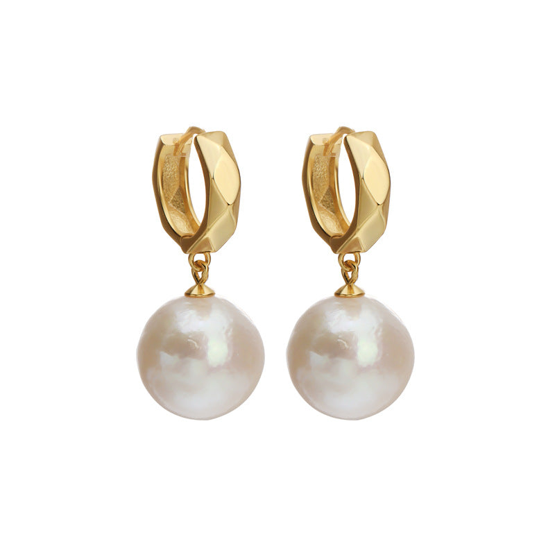 Genuine Freshwater Baroque Pearl Golden Halo Earrings