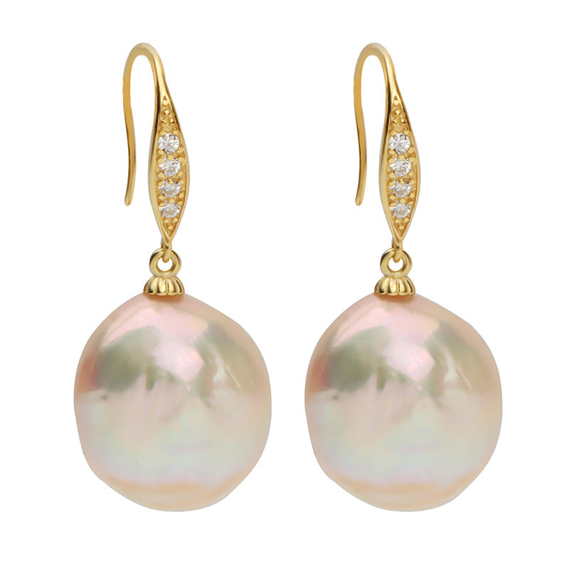 Genuine Freshwater Baroque Pearl Leaves Drop Dew Earrings