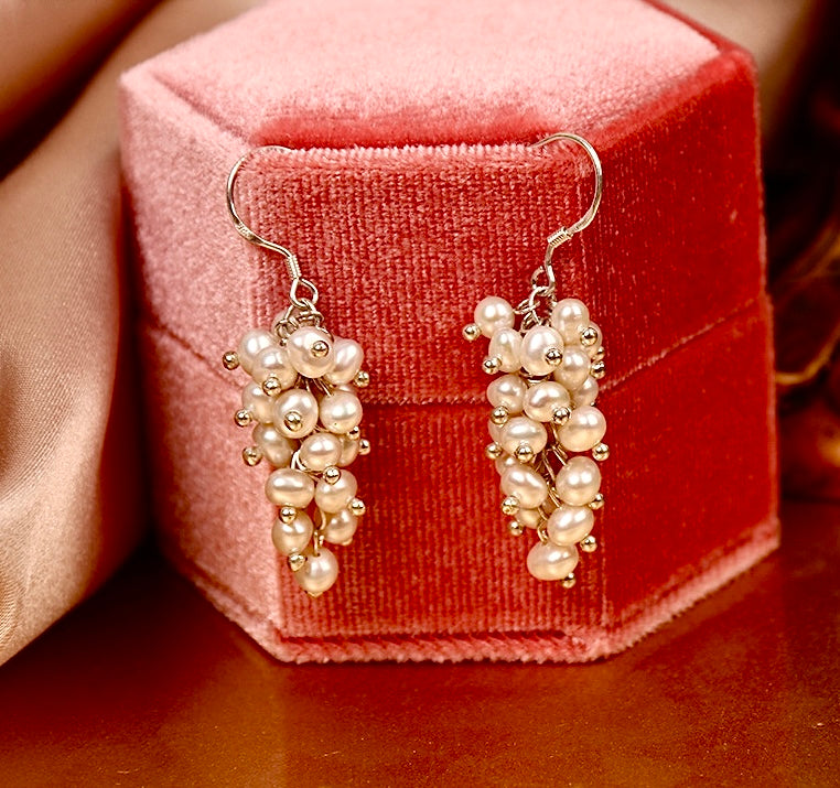 Genuine Freshwater Baroque Pearl Grape Earrings