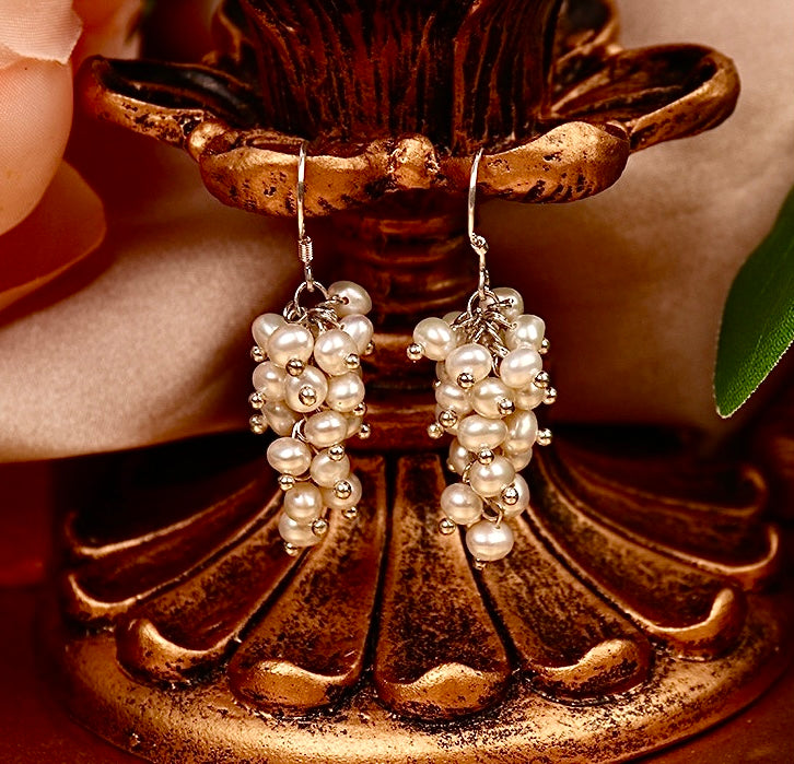 Genuine Freshwater Baroque Pearl Grape Earrings