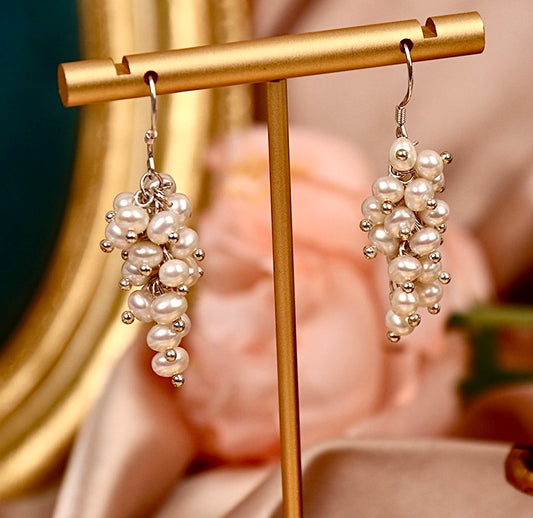 Genuine Freshwater Baroque Pearl Grape Earrings