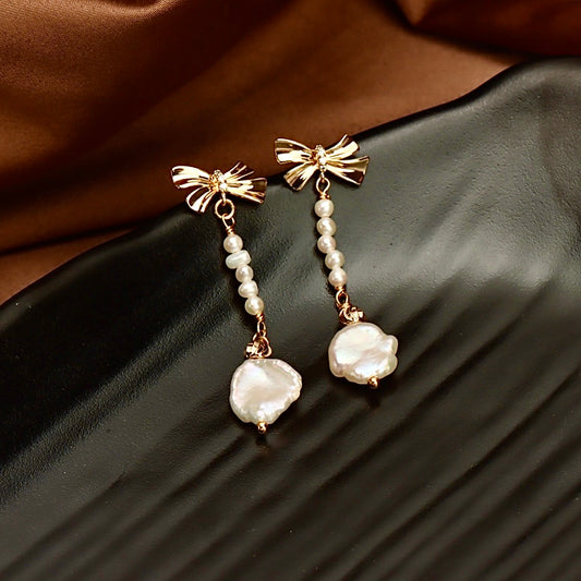 Genuine Freshwater Baroque Pearl Butterfly Earrings
