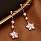 Genuine Freshwater Pearl Crystal Star Earrings