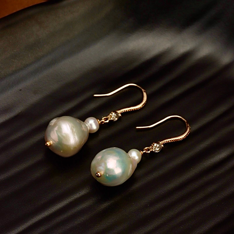 Genuine Freshwater Baroque Pearl Gourd Earrings