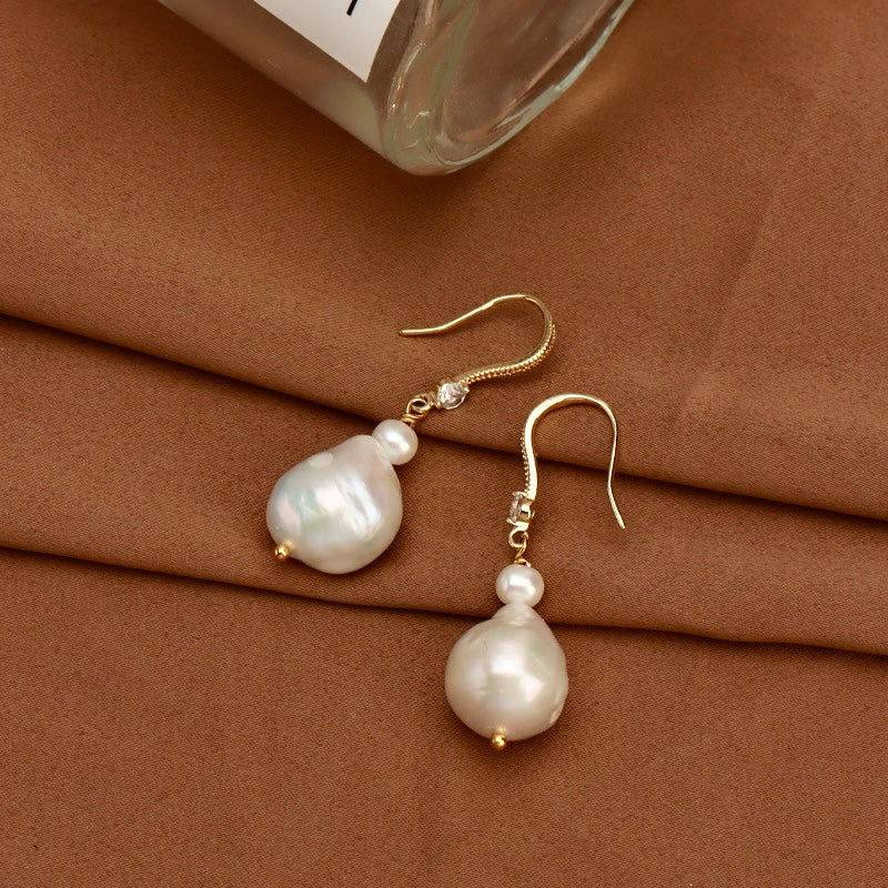 Genuine Freshwater Baroque Pearl Gourd Earrings