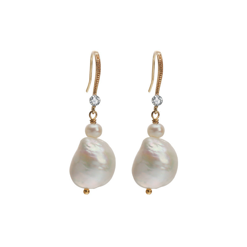 Genuine Freshwater Baroque Pearl Gourd Earrings