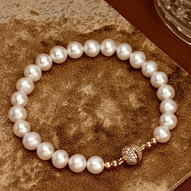 Genuine Freshwater Baroque Pearl Golden Planet Bracelet