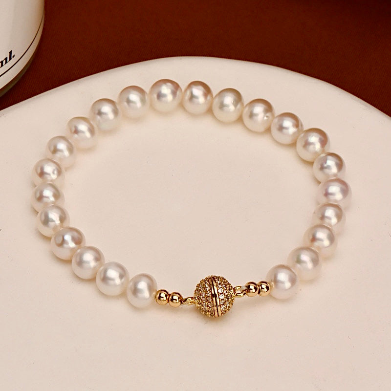 Genuine Freshwater Baroque Pearl Golden Planet Bracelet