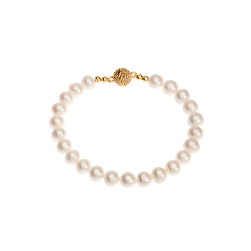 Genuine Freshwater Baroque Pearl Golden Planet Bracelet