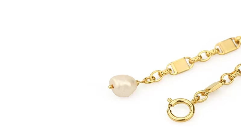 Genuine Freshwater Baroque Pearl Gold Lock Bracelet