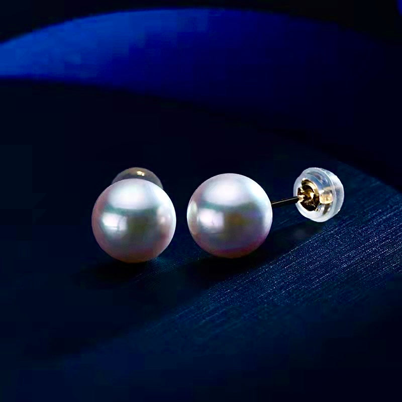 Solid 18K Gold Genuine Freshwater Pearl Ear Studs