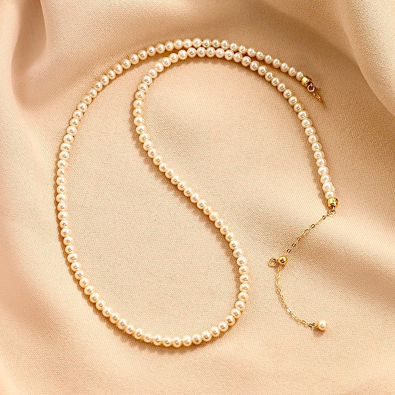 Solid 18K Gold Genuine Freshwater Queenie Necklace