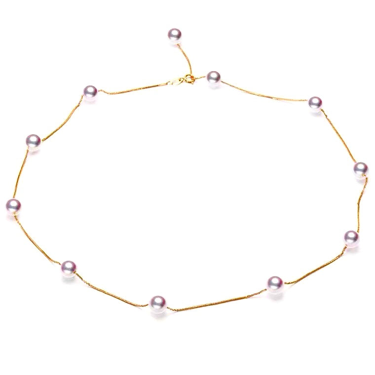 Solid 18K Gold Genuine Freshwater Pearl Gypsophila Necklace