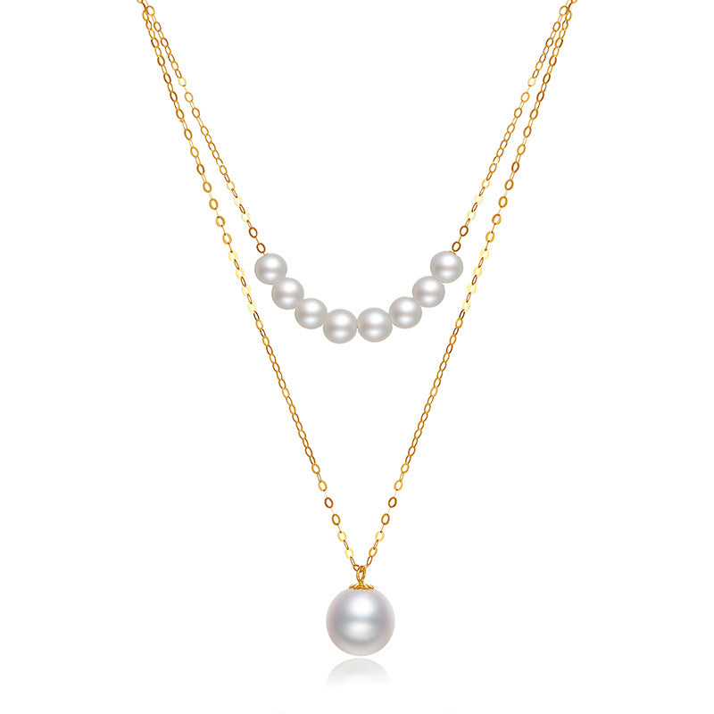 Solid 18K Gold Genuine Freshwater Pearl Venus Necklace