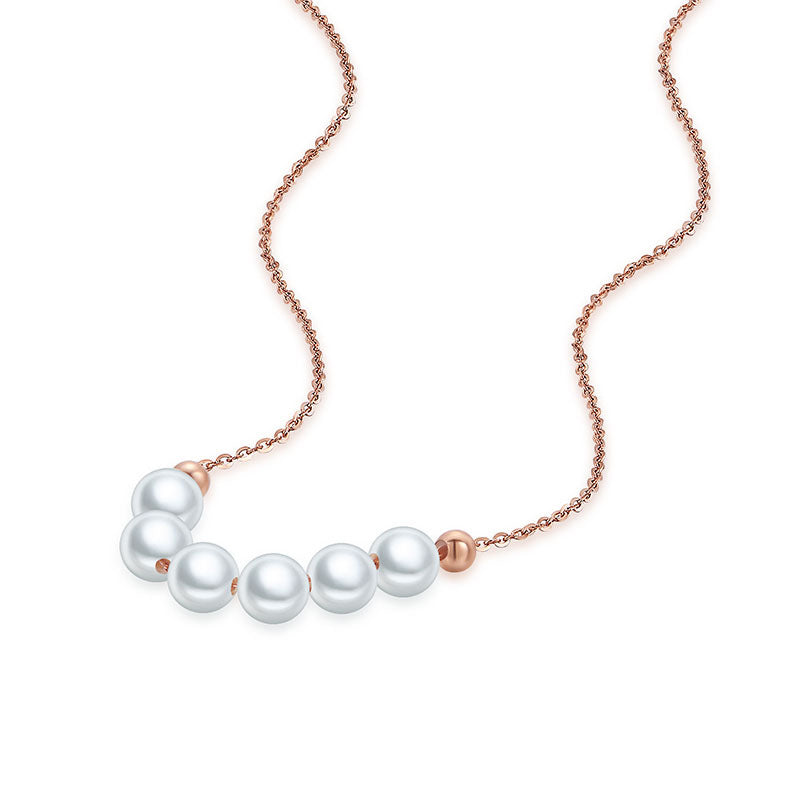 Solid 18K Rose Gold Genuine Freshwater Pearl 6 Sense Necklace