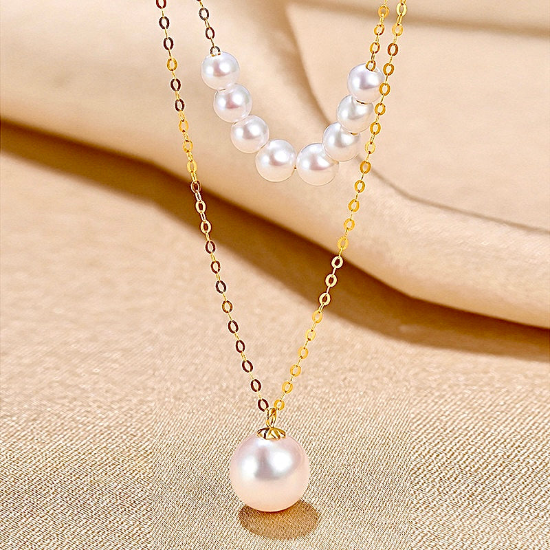 Solid 18K Gold Genuine Freshwater Pearl Venus Necklace