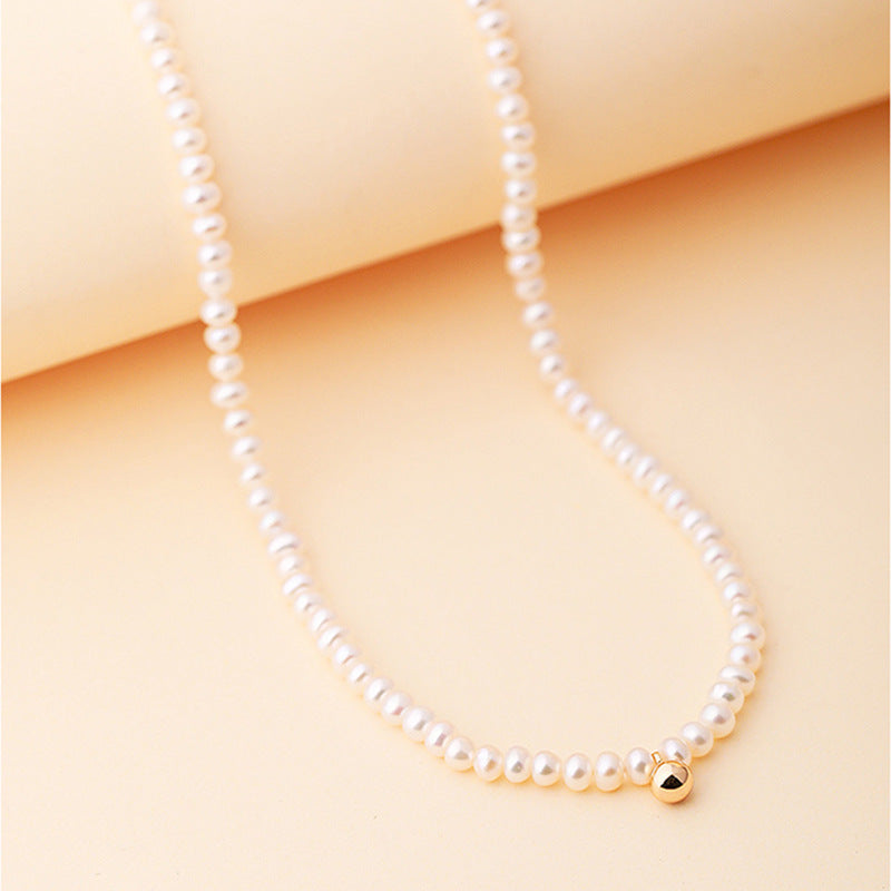Solid 18K Gold Genuine Freshwater Pearl Nikki Necklace