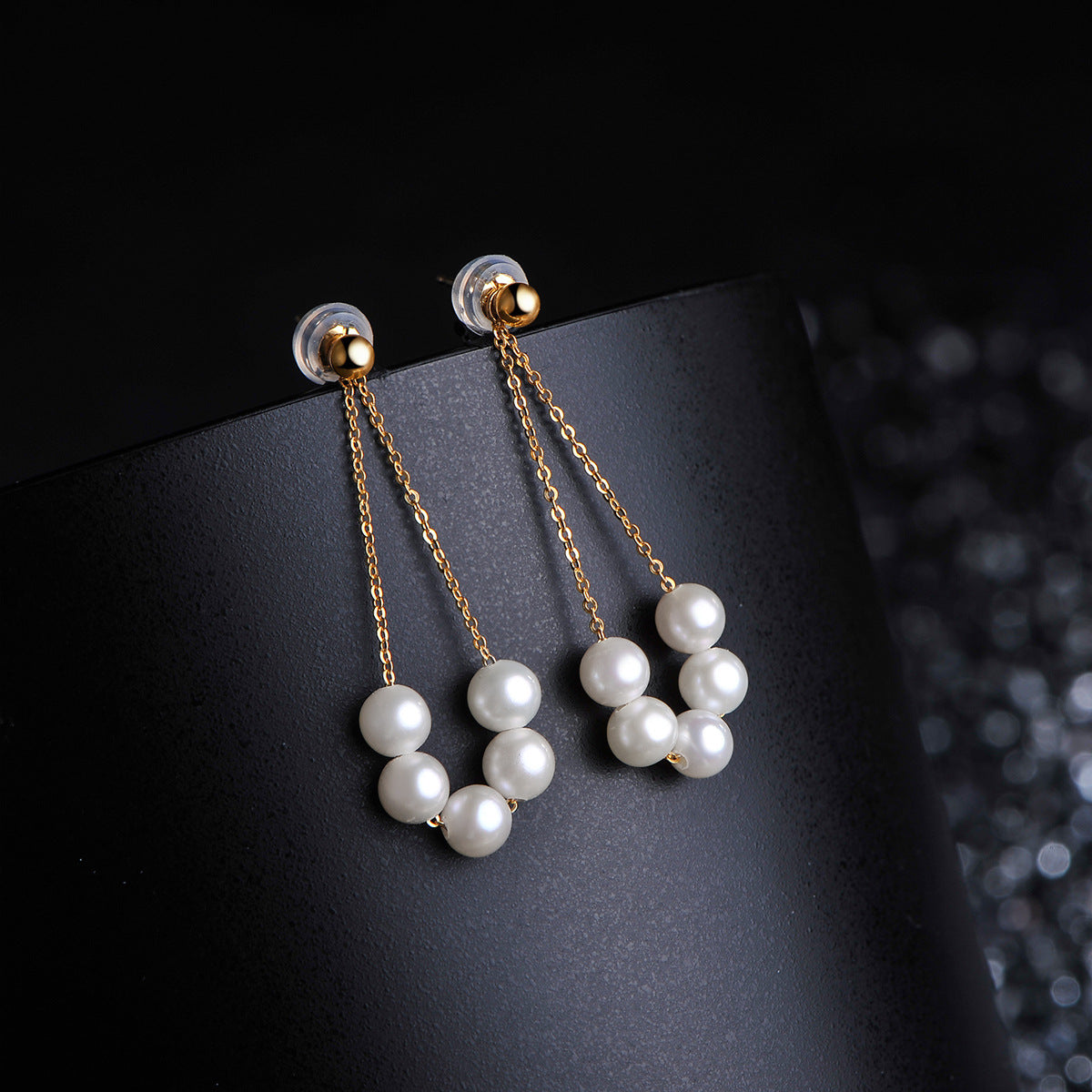 Solid 18K Gold Genuine Freshwater Pearl Flower Basket Earrings