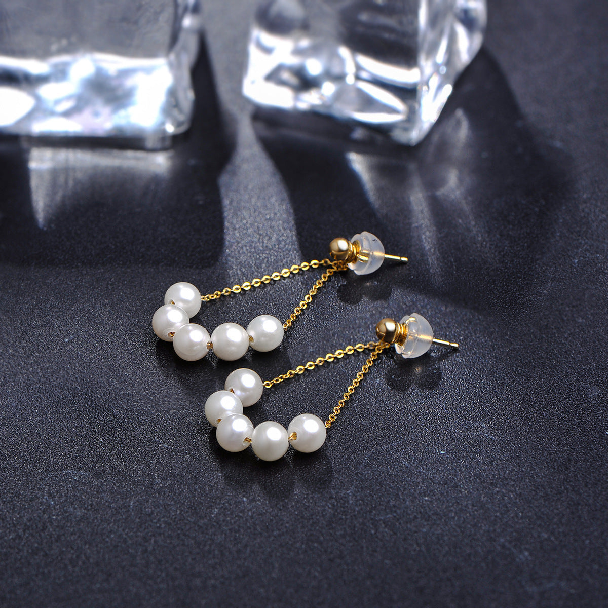 Solid 18K Gold Genuine Freshwater Pearl Flower Basket Earrings