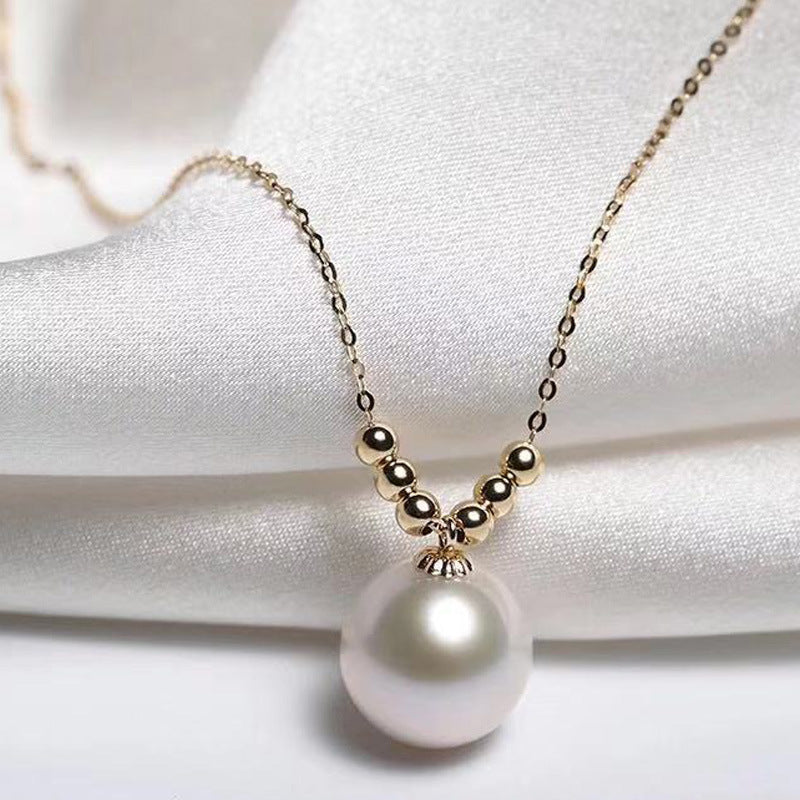 Solid 18K Gold Genuine Edison Pearl 6 Beans Necklace