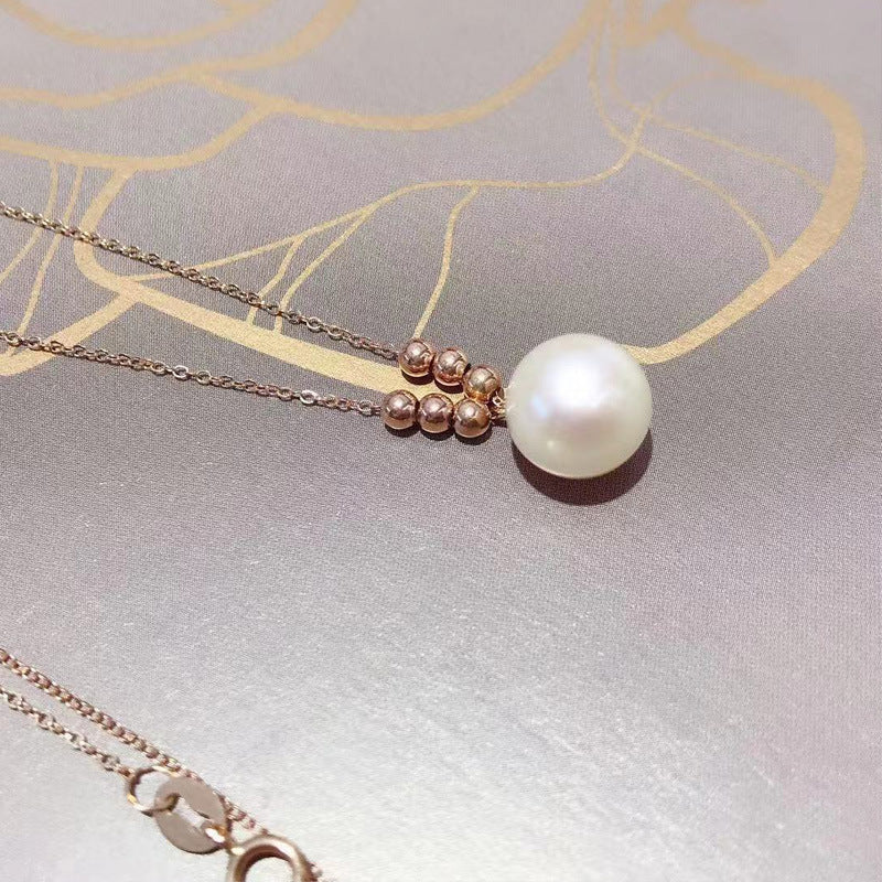 Solid 18K Gold Genuine Edison Pearl 6 Beans Necklace