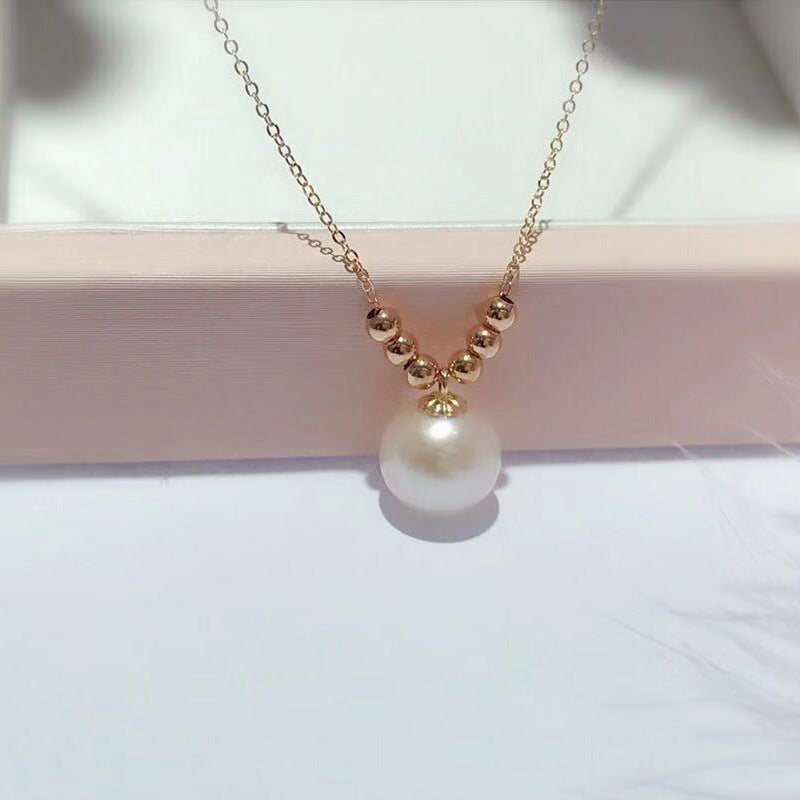 Solid 18K Gold Genuine Edison Pearl 6 Beans Necklace