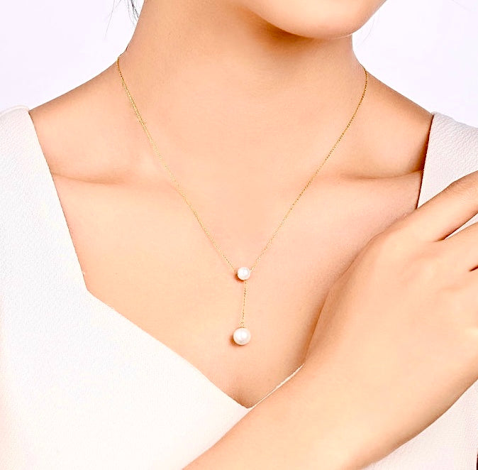 Solid 18K Gold Genuine Freshwater Pearl Gemma Necklace